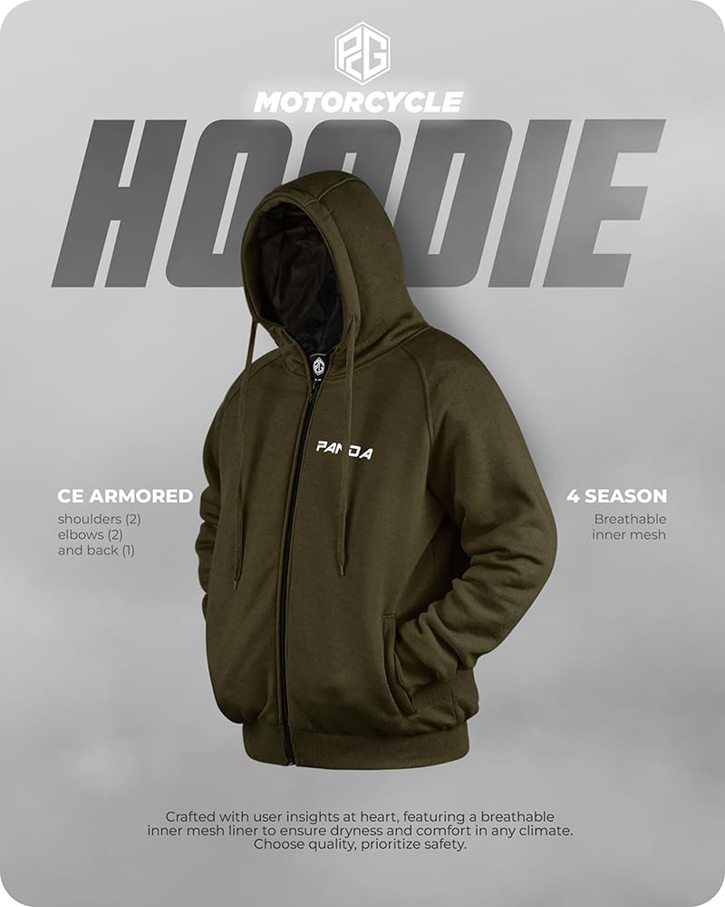Amazon.com: PANDA CYCLE GEAR Motorcycle Hoodie for Men